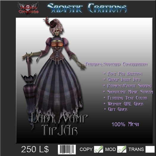 {SC} Lady Vamp TipJar (WEAR ME)