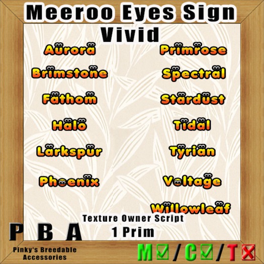 Meeroo Eye Sign "Diurnal Vivid" Vers. 1