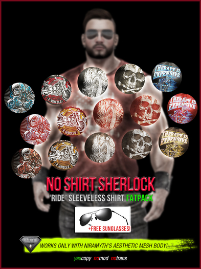 [NSS] 'RIDE' sleeveless shirt **FATPACK**