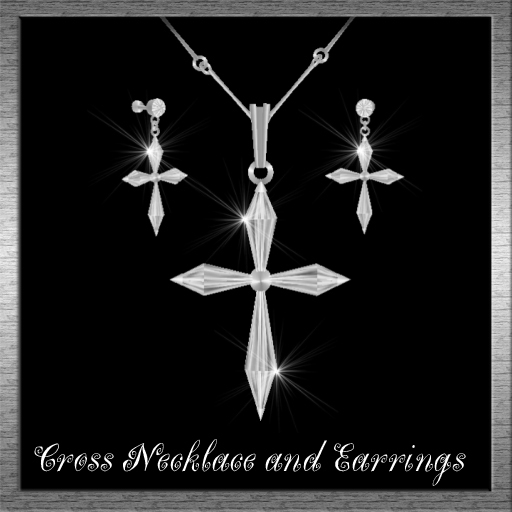 Dex's Cross Necklace and Earring Set In Silver