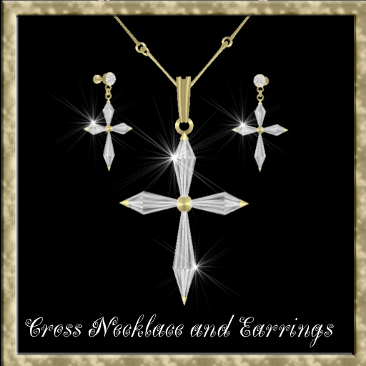 Dex's Cross Necklace and Earrings Set In Gold