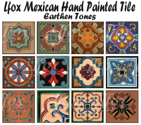 lfox Mexican Hand Painted Tile - Earthen Tones