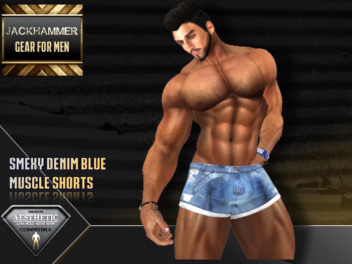 Package - Smexy Denim Blue Muscle Shorts