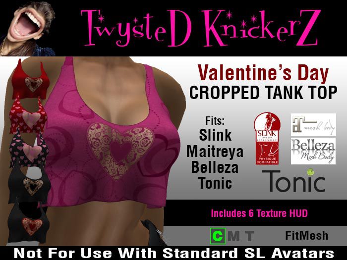 ::TwysteD KnickerZ:: Valentine Cropped Tank Top (TK-CTTV001)