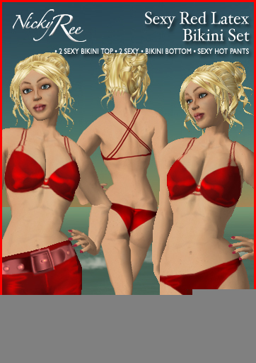 Nicky Ree Swimwear - Sexy Red Latex Bikini Set
