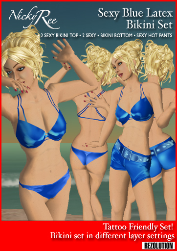 Nicky Ree Swimwear - Sexy Blue Latex Bikini Set