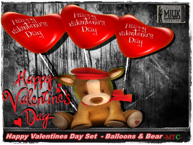 MIUK - Happy Valentines  Day Set  - Balloons & Bear