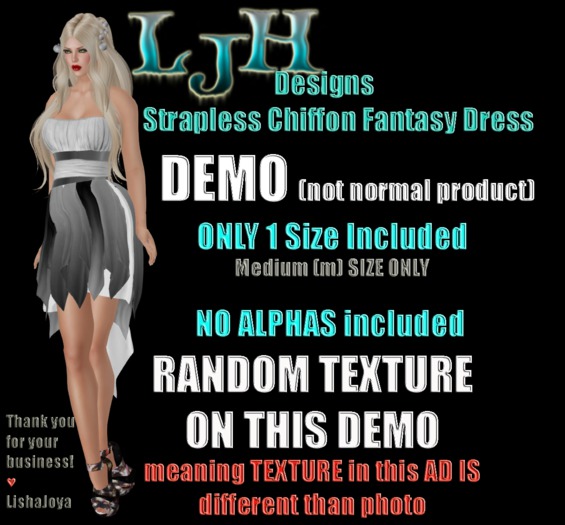 [LJH] Designs Strapless Chiffon Fantasy Dress DEMO