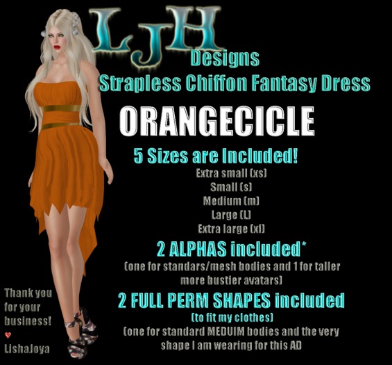 [LJH] Designs Strapless Chiffon Fantasy Dress - ORANGECICLE
