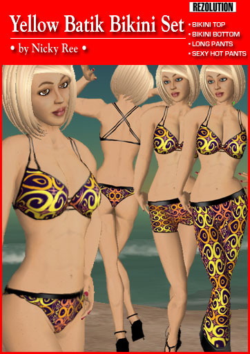 Nicky Ree Swimwear - Yellow Batik Bikini Set