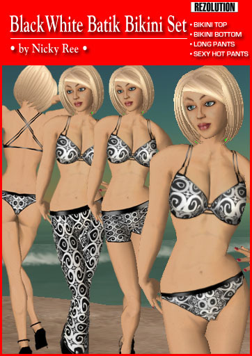Nicky Ree Swimwear - BlackWhite Batik Bikini Set