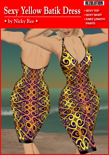 Nicky Ree Dresses - Sexy Yellow Batik Sun Dress