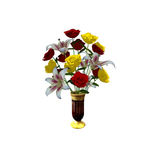 Second Life Marketplace Lily rose Golden vase