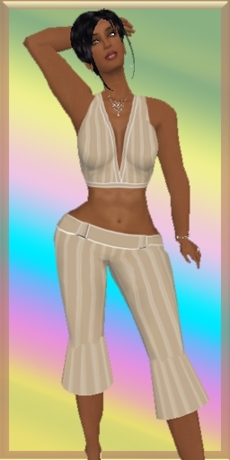 Striped Khaki Capri Set