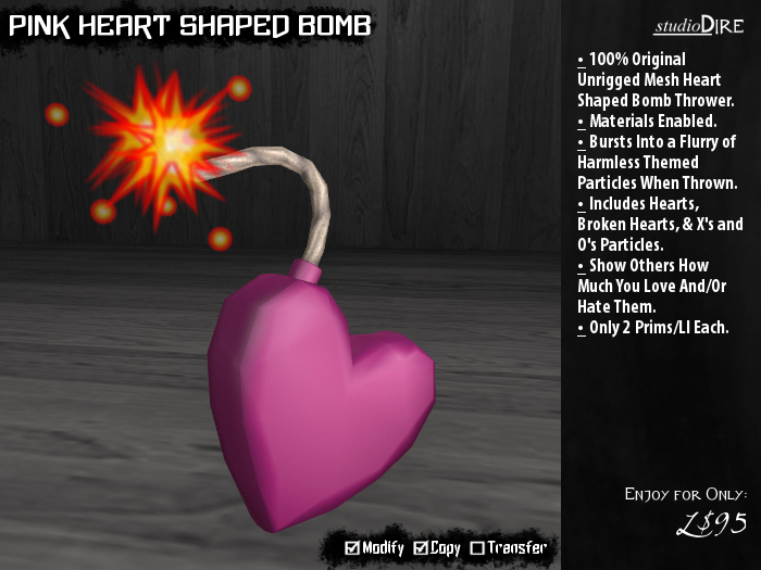 /studioDire/ Pink Heart Shaped Bomb