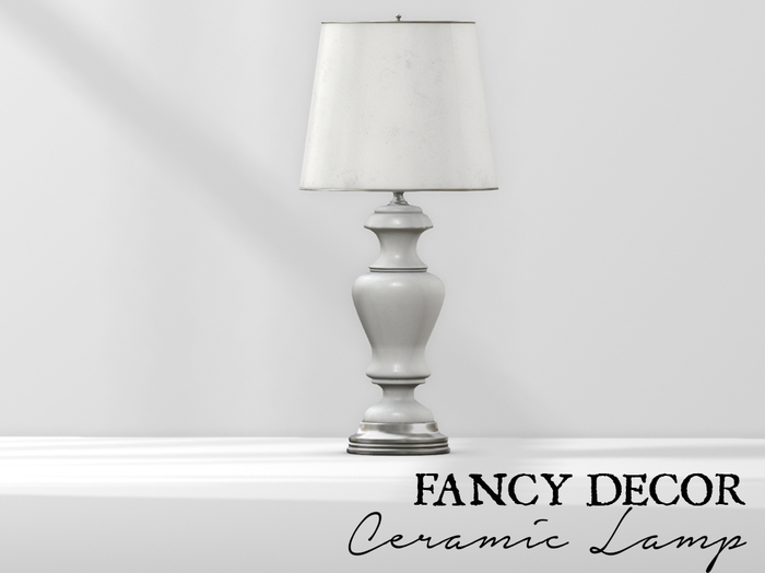 Fancy Decor: Ceramic Lamp (White/Silver)