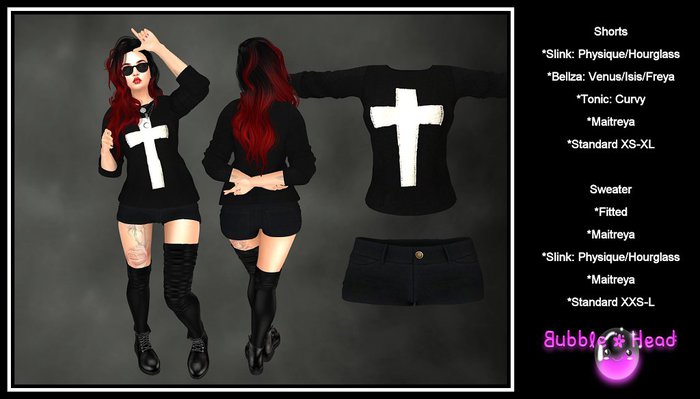 !!!BuBbLeHeAd!!! Nu Goth Sweater & Shorts DEMO