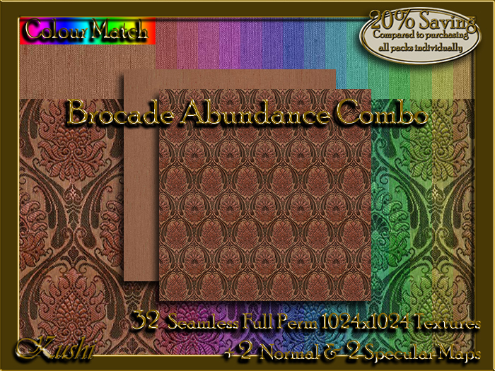 !Kushi! BrocadeAbundanceCOMBO Textures -WEAR TO UNPACK