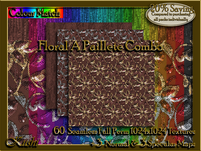 !Kushi! FloralAPailleteCOMBO Textures -WEAR TO UNPACK