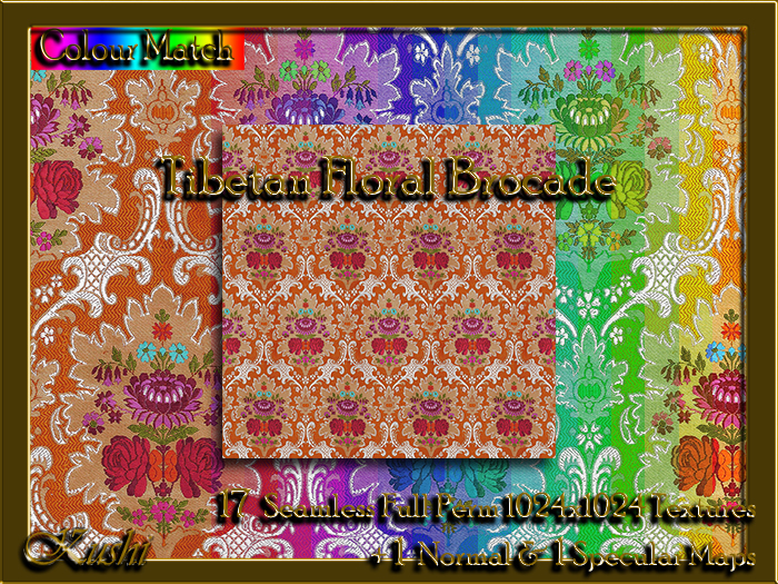 Tibetan Floral Brocade Textures 