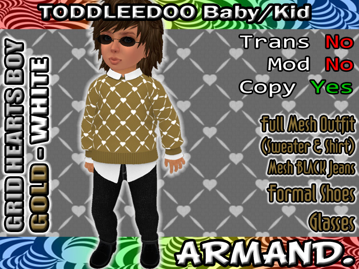 --ARMAND-- GRID HEARTS BOY - GOLD-WHITE