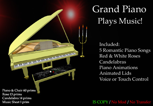 L.L Grand Pianos - Yellow Edition w. Animations, Music, Roses, Candles
