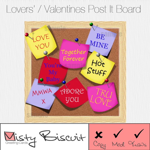 Valentine's ~ Lover's Post It Board / Pinboard