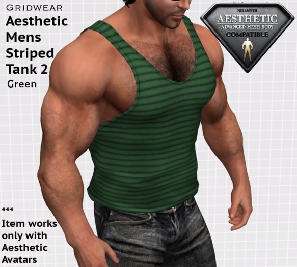 GridWear Aesthetic Tank Striped 2 - Green