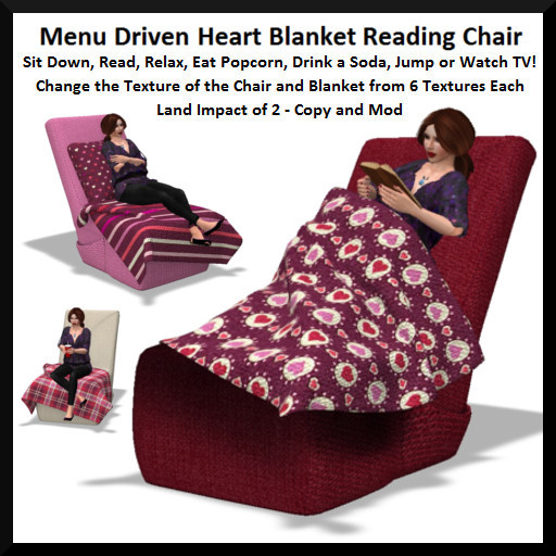Menu Driven Heart Blanket Reading Chair 