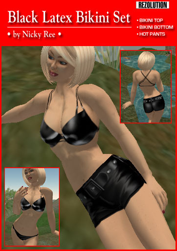 Nicky Ree Swimwear - Black Latex Bikini Set