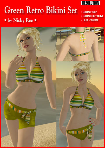 Nicky Ree Swimwear - Green Retro Bikini Set