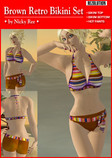 Nicky Ree Swimwear - Brown Retro Bikini Set