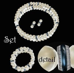 Pearl and Gem Set Nk  Bracelet Earrings Boxed