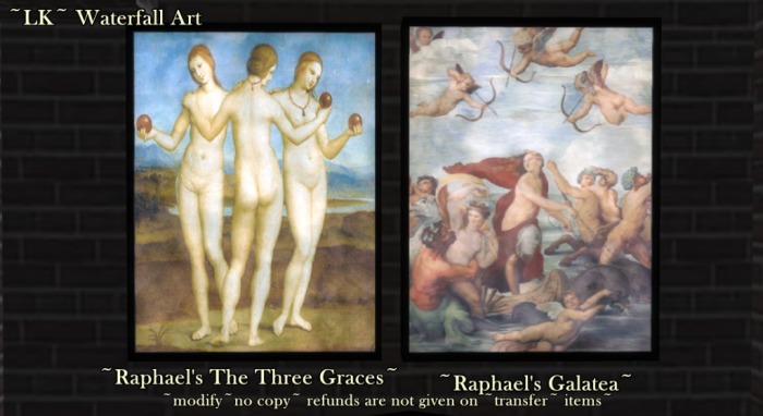 ~LK~ Waterfall Art Raphael, Three Graces - Galatea