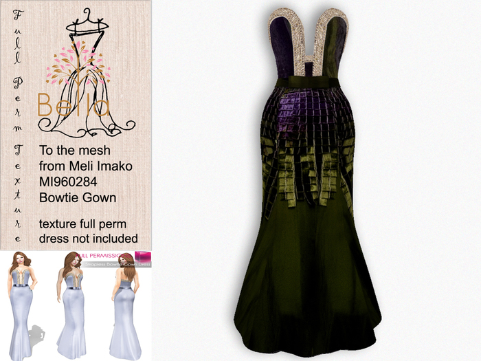 BELLA texture full perm - MI960284 Strapless Bowtie Gown Dress 5 metal
