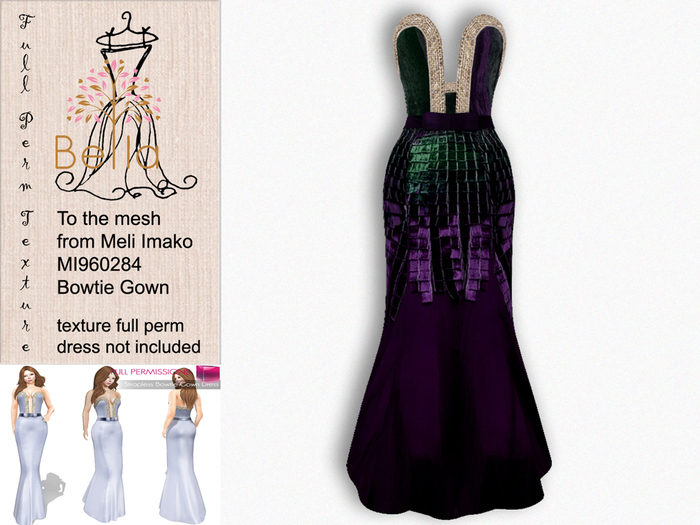 BELLA texture full perm - MI960284 Strapless Bowtie Gown Dress 3 metal