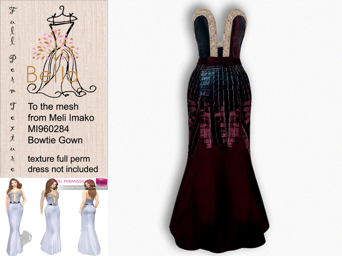BELLA texture full perm - MI960284 Strapless Bowtie Gown Dress 2 metal