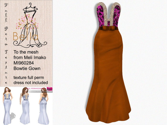 BELLA texture full perm - MI960284 Strapless Bowtie Gown Dress 2