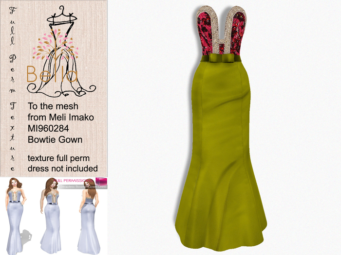 BELLA texture full perm - MI960284 Strapless Bowtie Gown Dress