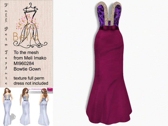 BELLA texture full perm - MI960284 Strapless Bowtie Gown Dress 3