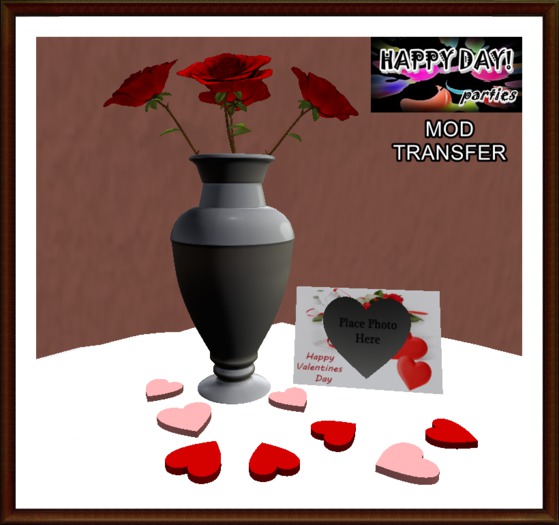 Valentines - Hearts - Silver - Roses & Card