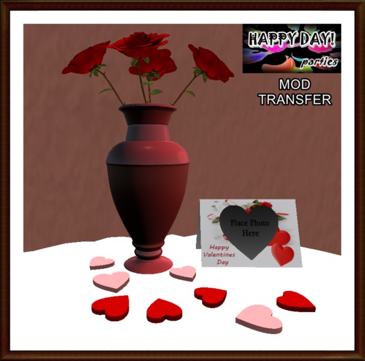 Valentines - Hearts - Red - Roses & Card