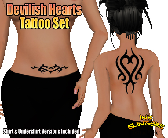 Devilish Hearts Tattoo Set