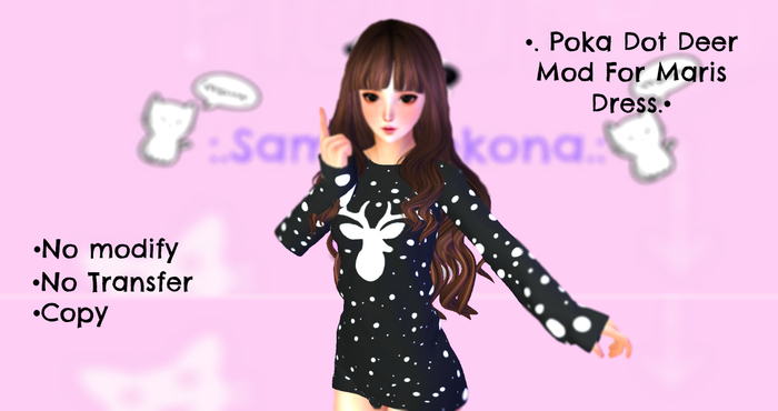 :.Sama-Nekona.: Maris Black Poka Dot Deer Dress Mod