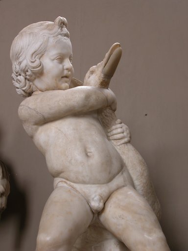 Child statue w/ goose
