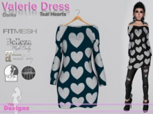 Valerie Dress Darks Teal Hearts