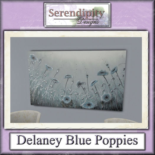 Serendipity Designs - Delaney Bedroom Blue Poppies Painting