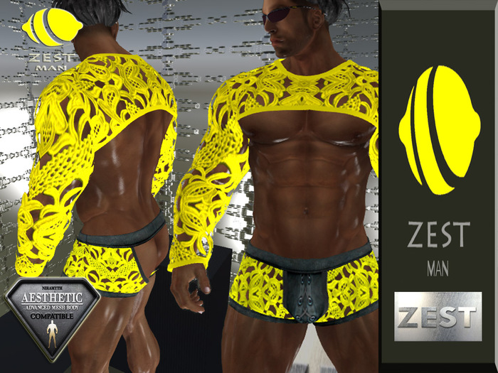 ZEST MAN YELLOW CROPPED TOP AND LEATHER  JOCKBOXED