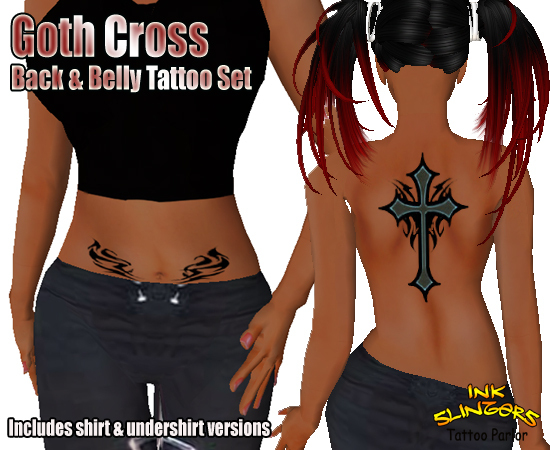 Goth Cross Back & Belly Tattoo