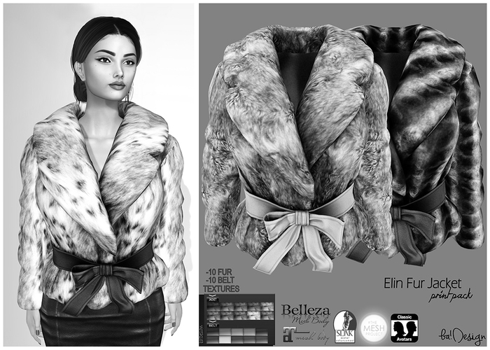 ba!DeSiGn <<ELIN>>Fur Jacket Print Pack HUD Controlled!demo